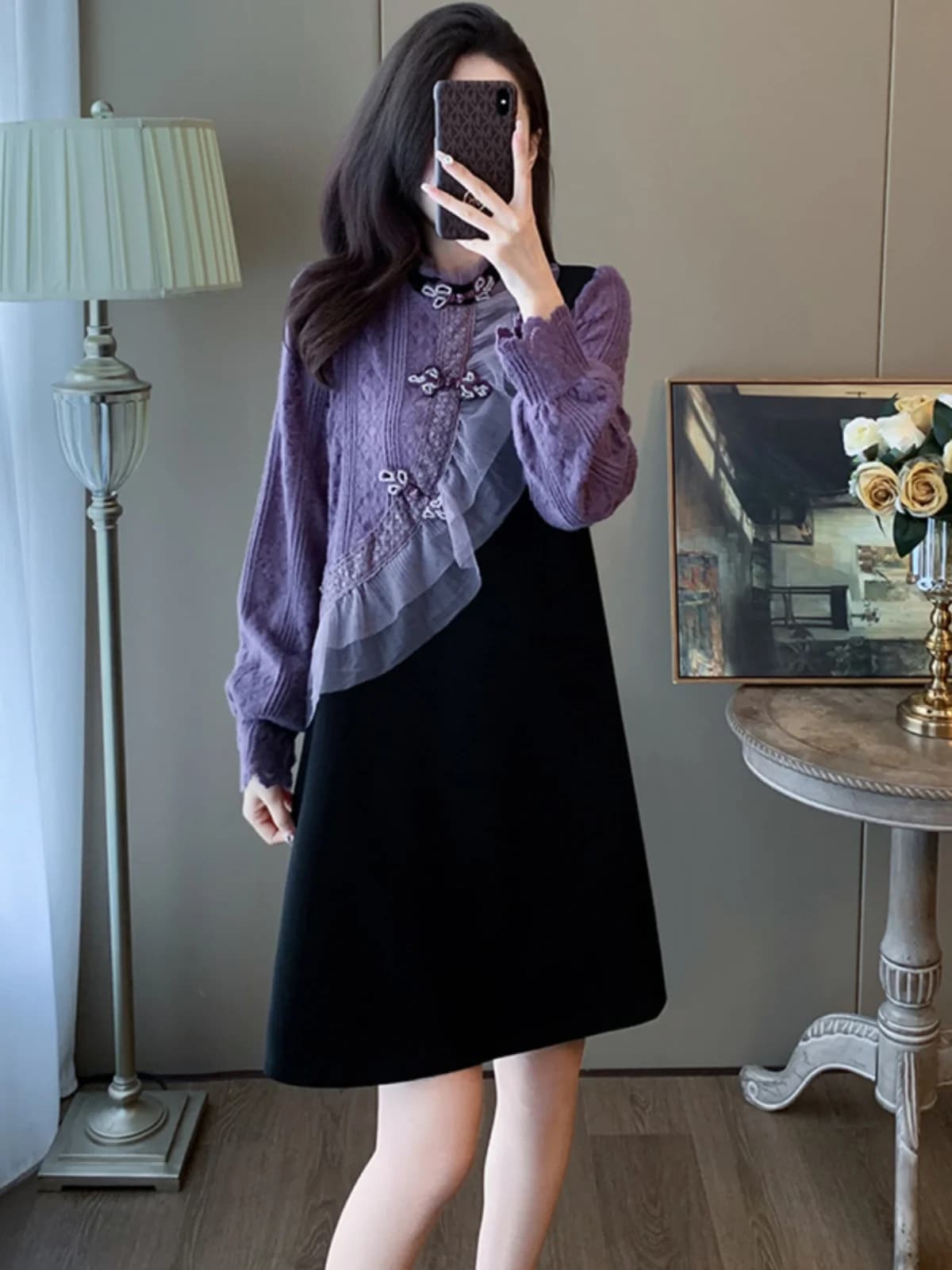 Elegante Nuovo Abito da Donna in Stile Cinese, Moda Autunnale, Vestito Snellente di Alta Gamma in Stile Nazionale con Bottoni