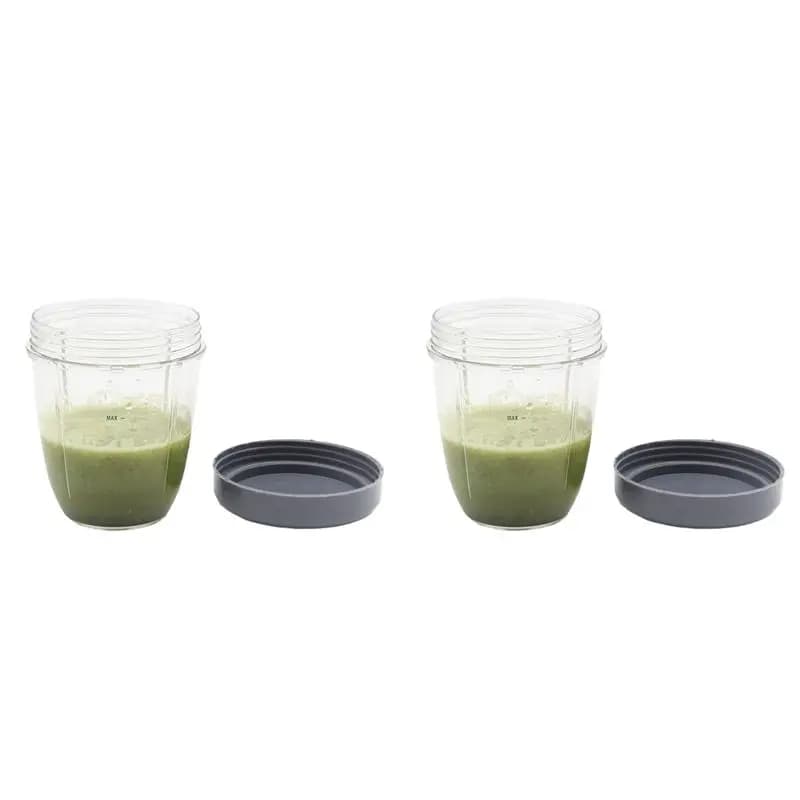 AB47-Tazze per frullatore e coperchi piatti, parti di ricambio compatibili con Nutribullet Blender Juicer 600W, 900W, tazza da 18OZ, 2 pezzi