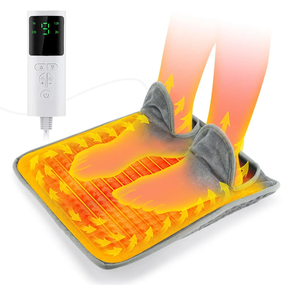 Tappetino riscaldante elettrico per piedi Scaldapiedi per uso domestico Coperta termica in morbido peluche Tappetino riscaldante plug-in Scarpe calde lavabili Riscaldatore da ufficio
