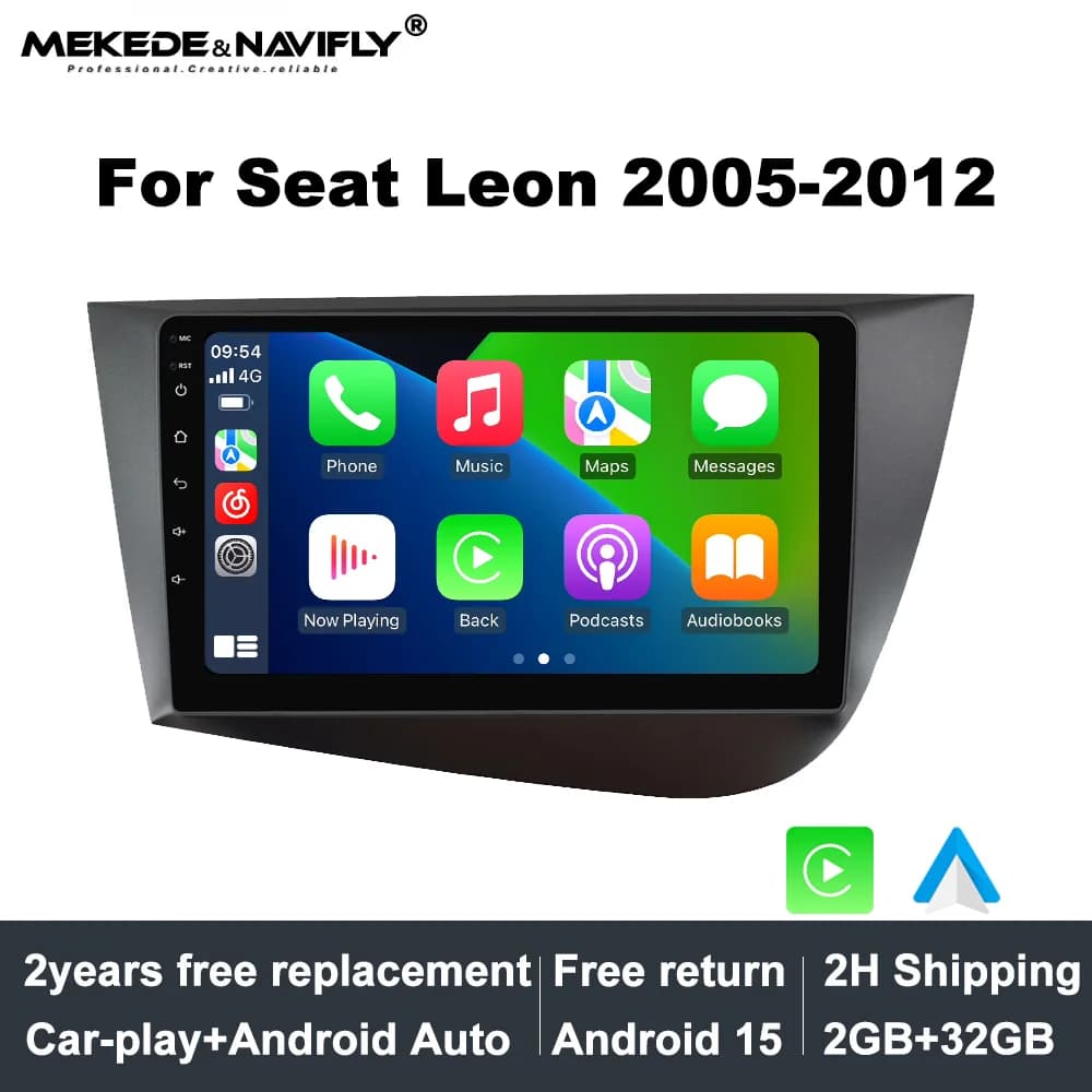 Android 15 Car Radio For Seat Leon 2 MK2 2005-2012 Wireless Carplay GPS Navigation BT Stereo Central Smart Multimedia Head Unit