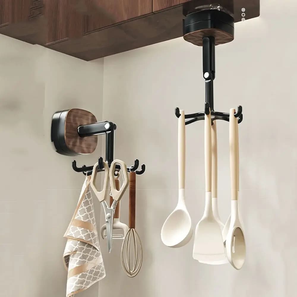 Ventosa 360 ° Gancio Girevole a 6 Artigli, Porta Utensili da Cucina a Parete, Appendiabiti Multiuso Impermeabile per Utensili da Cucina