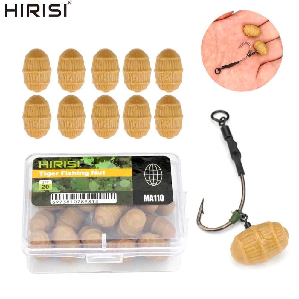 Hirisi 20 pcs European Walnut Fishing baits Soft Meat Floating Tiger Dado Fishing baits Artificial baits Carpa Fishing Tool