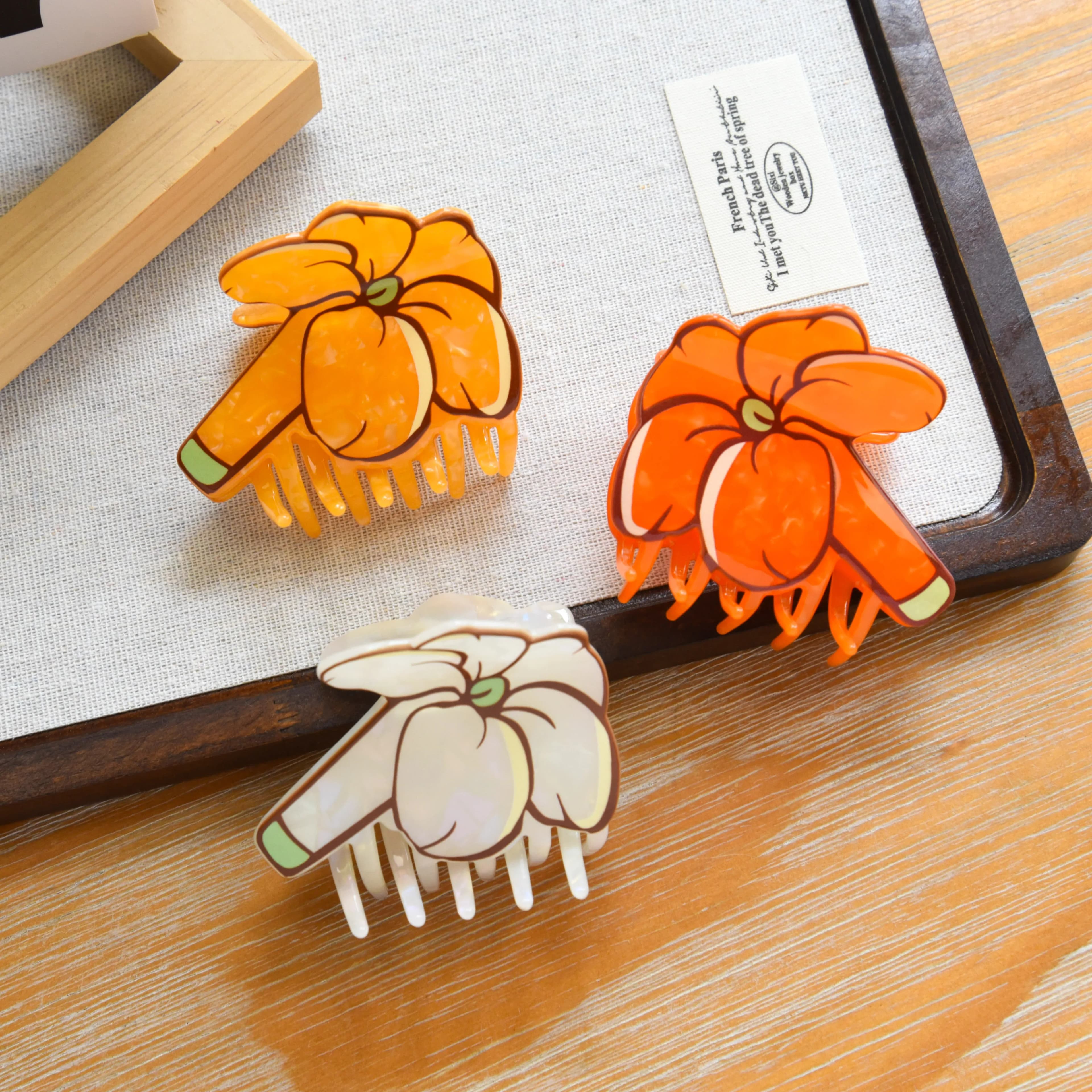 2026 YHJ Summer Morning Glory Hair Claw Line Design Fresh Feeling Acetate Hair Claw Clips Hair Accessories for Women Girls