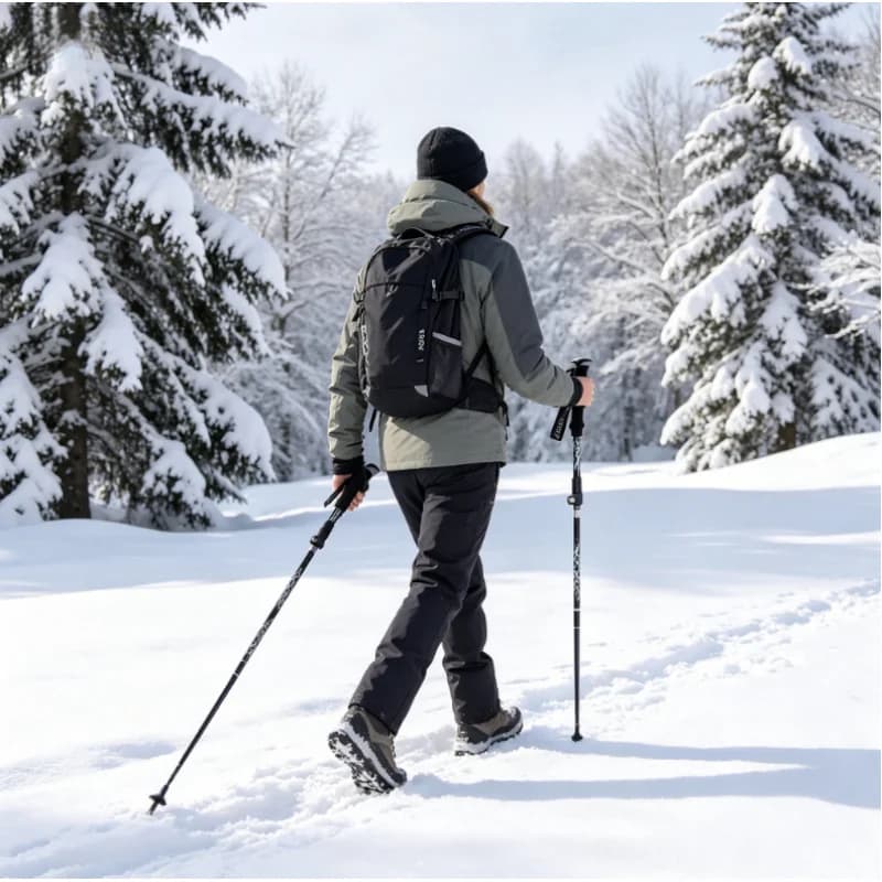 Bastone da Trekking Ultraleggero Pieghevole, Bastoncino in Lega di Alluminio Antiurto per Arrampicata e Camminata su Neve