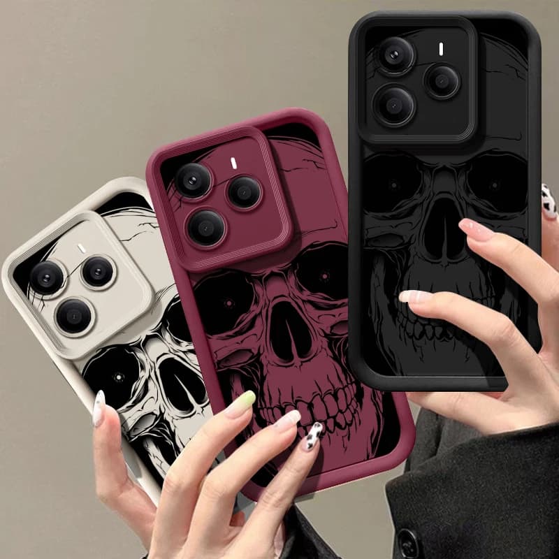 Cool Black Skull Print Phone Case For Xiaomi Redmi Note 15 14 13 Pro 4G Note 13 14 Pro Plus 5G Soft TPU Silicone Back Cover