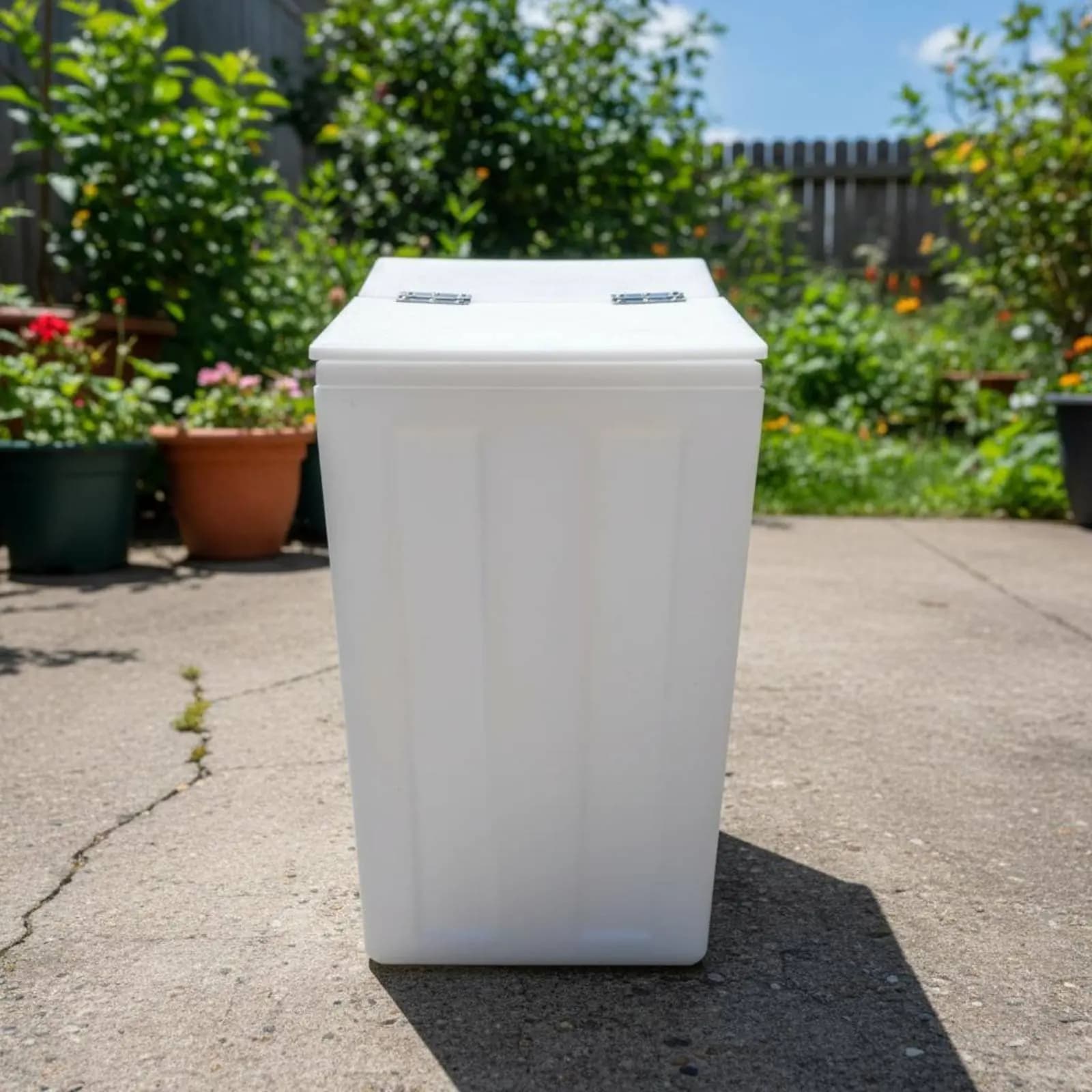 Contenitore Quadrato per Acqua con Coperchio a Cerniera, Vasca di Stoccaggio Verticale con Ampia Apertura