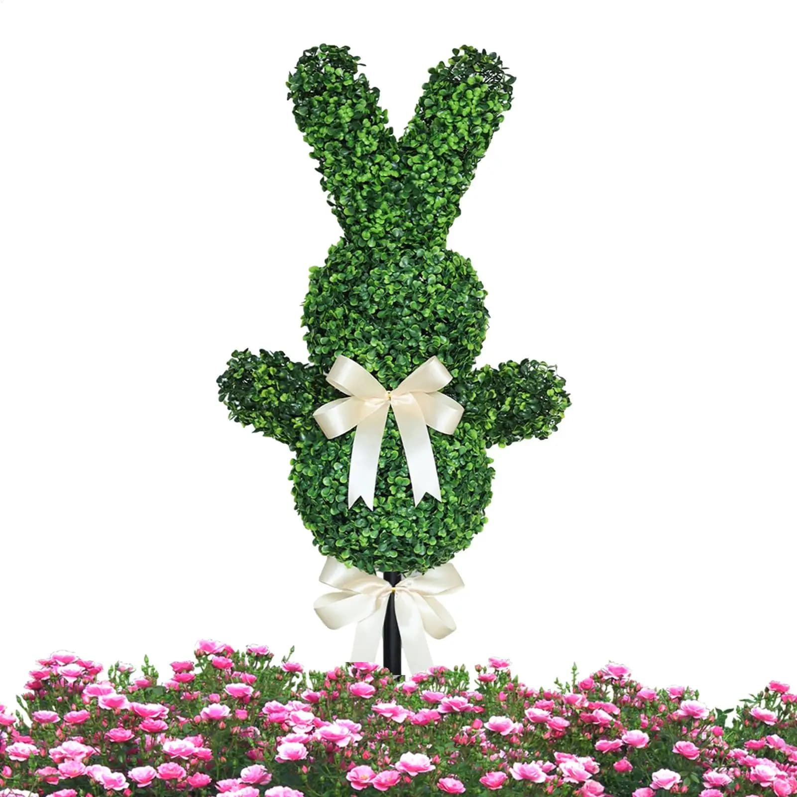 Rabbit Shape Topiaria 35,4 Pollici, Artificial Plant of Easter Bosso with Picchetto per Terra, per Casa, Ufficio, Esterni e Portico