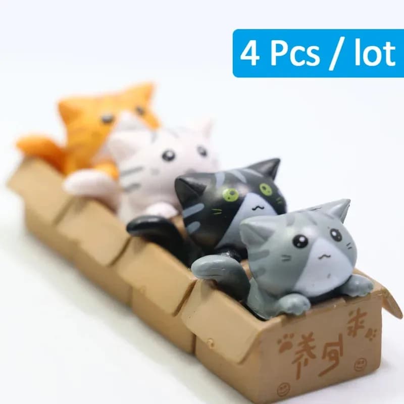 Kawaii Mini Cat Ornament Garden Kitten Statue Gift for Children Baby Room Decoration Toy Figurines