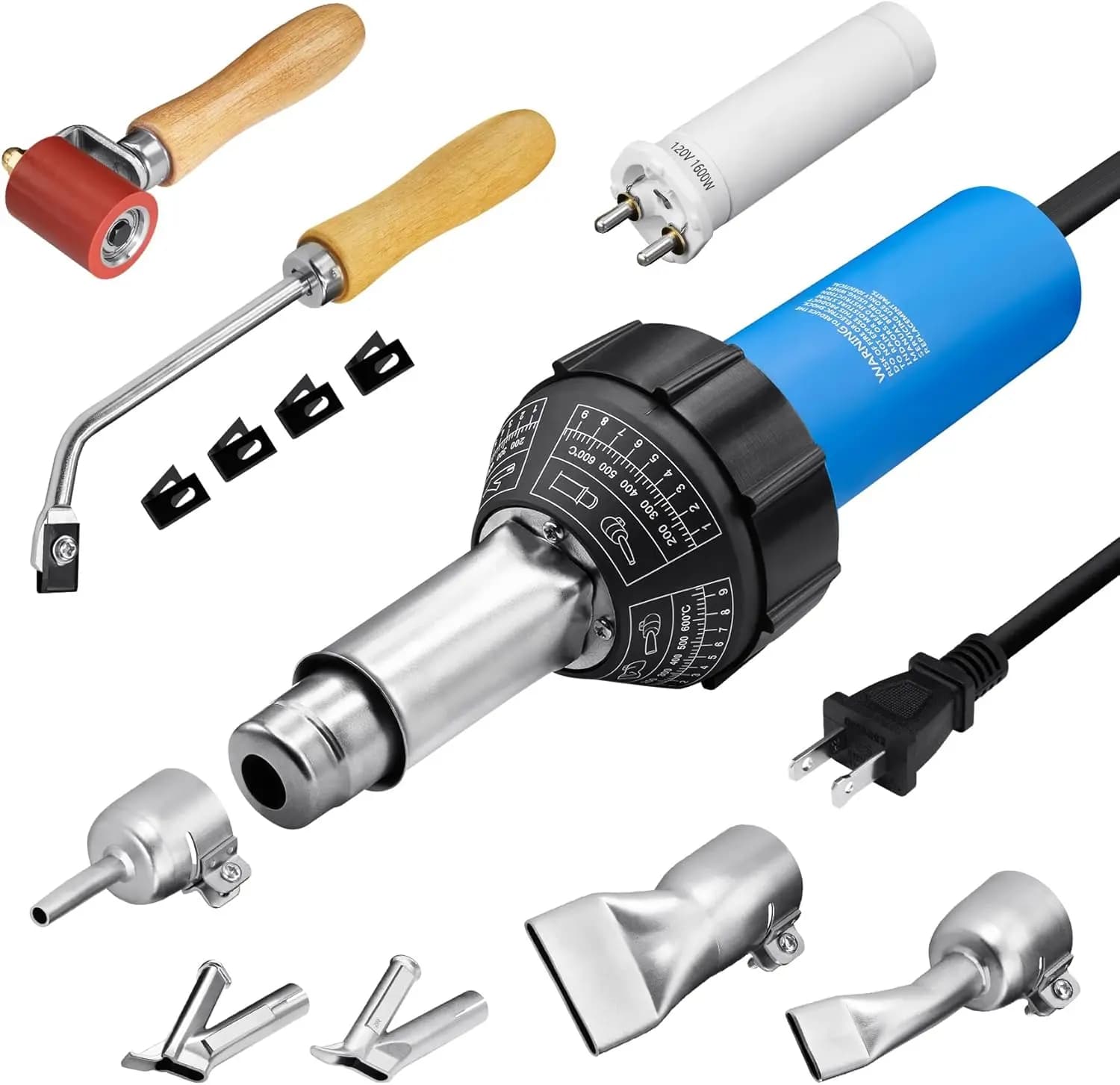 Kit Saldatore ad Aria Calda da 1600W con Ugelli per Vinile, PVC, TPO, Coperture, Pistola Termica Portatile 110V