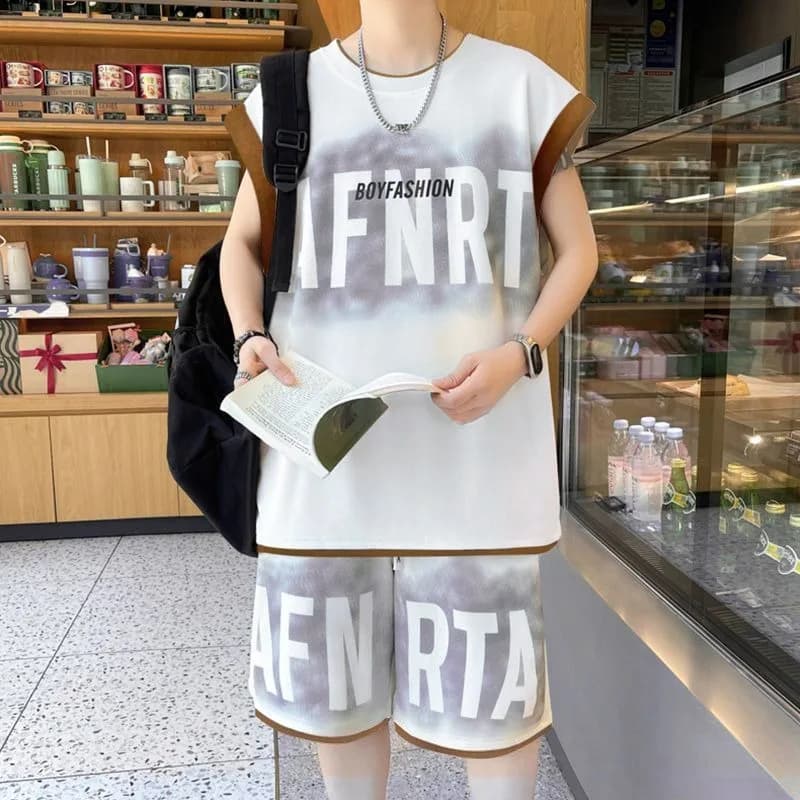 Complete Men's Summer Plus Size: Vests and Shorts Fashion Casual, New Style Young and Elegant, Set Two Pieces