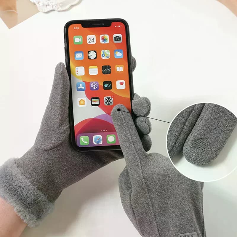 Women's Winter Gloves in Thick Footwear Outdoor Gloves in Fashionable Hot Suede Women's Touchscreen Driving Gloves Sports Cycling Gloves