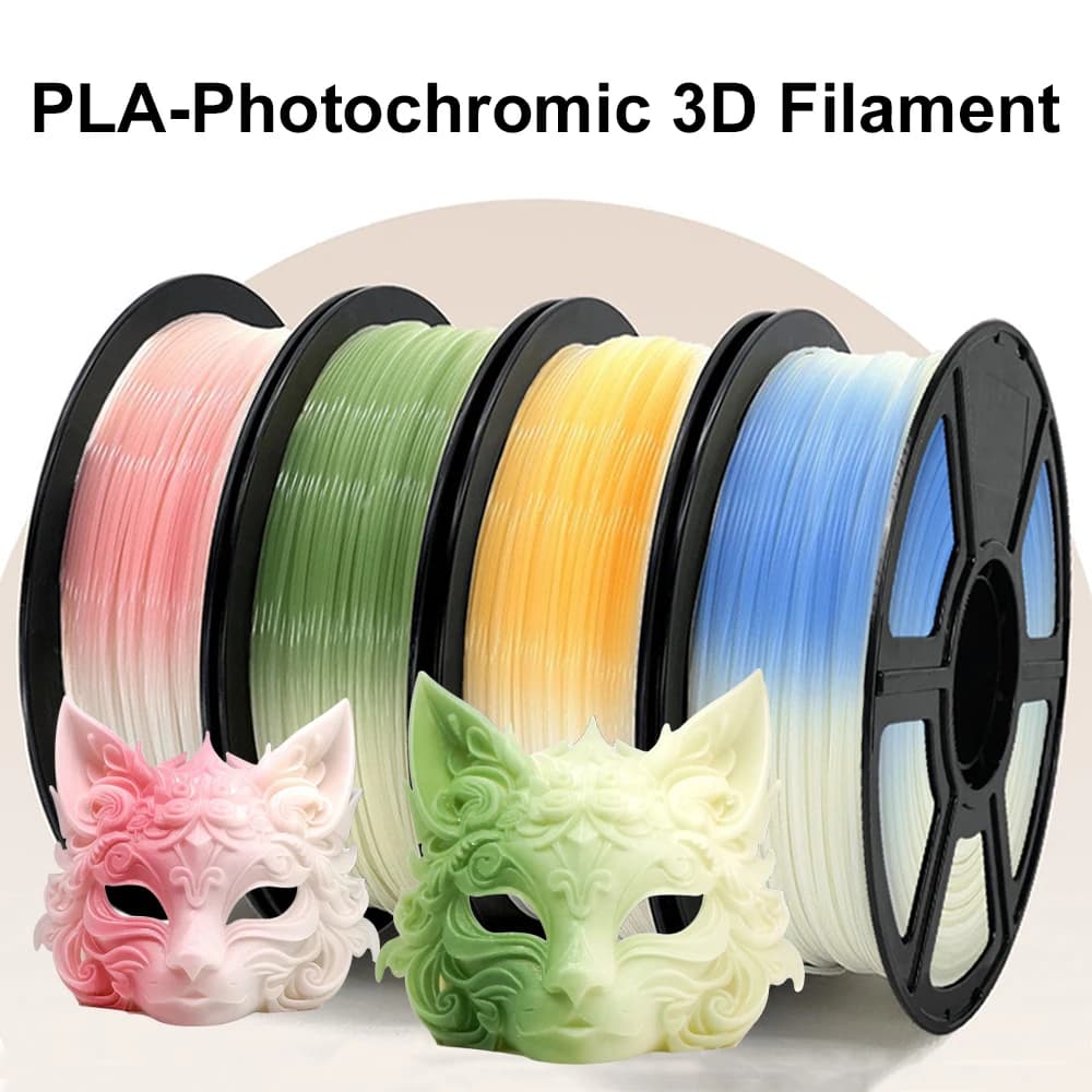 3D Printer Filament from 250 g 1 kg 1.75 mm PLA UV or solar light color change from white to green orange PLA 3D printing filament from white to blue