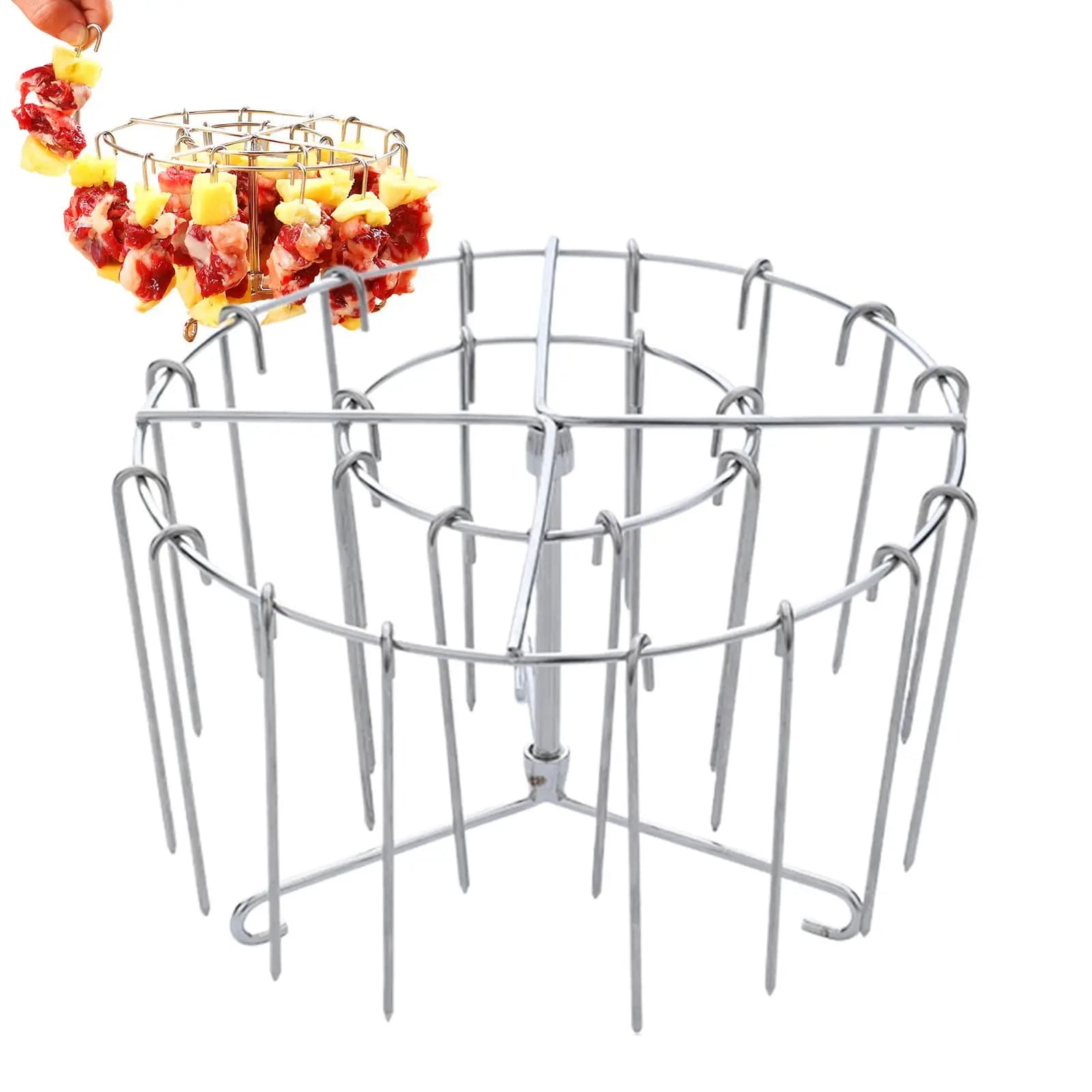 Griglia per Friggitrice ad Aria in Acciaio Inox, Kit Verticale per Friggitrice ad Aria con Spiedini per Pollo, Verdure, Carne e BBQ