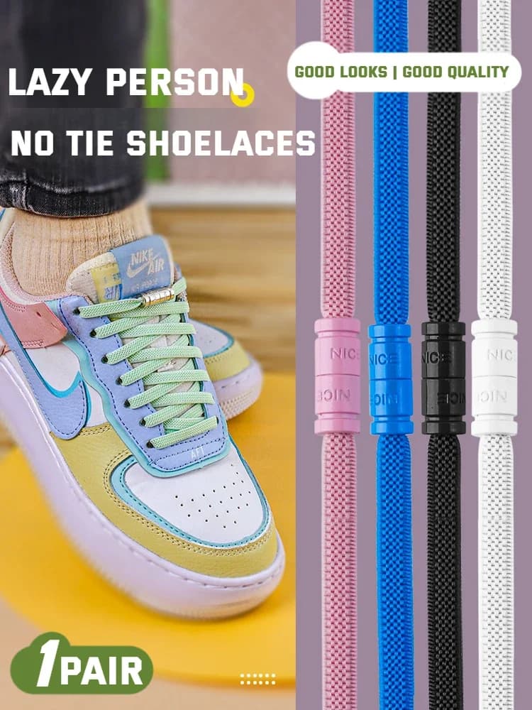 1 paio di lacci delle scarpe con chiusura a capsula senza cravatte lacci elastici Sneakers bambini adulti senza cravatta lacci per scarpe lacci piatti in gomma per scarpe