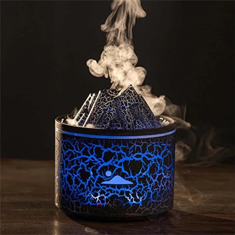 Usb Flame Air humidifier aroma diffuser 7 Colorful Led Light meduse Smoke Ring essential oil aromatherapy volcano diffuser