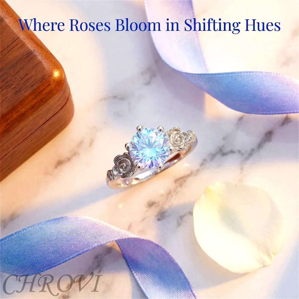 Anello di Lusso in Argento Sterling 925 Super Scintillante per Donne, Anello alla Moda di Alta Gamma con Rosa