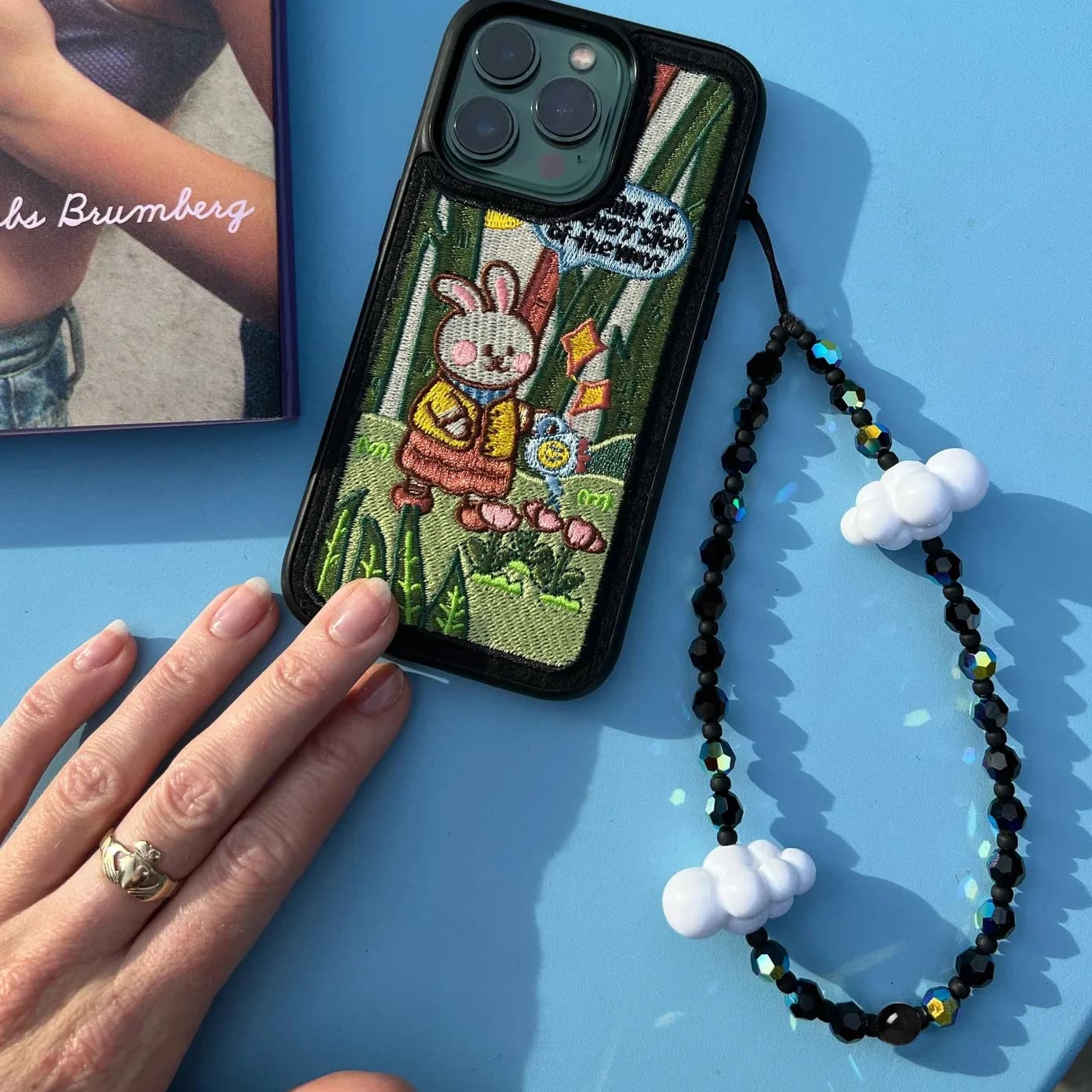HERLOOK Phone Strap Clouds perline di cristallo sfaccettate catena String Phone Charm accessori per cellulari