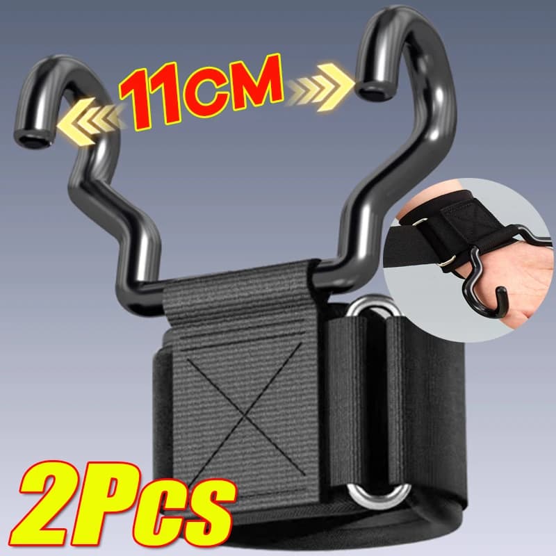 Hand-Bar Wrist Strap Gym Fitness Hook Weight Strap Pull-Ups Power Lifting Gloves Weight Lifting Hook Grips with Wrist Wraps