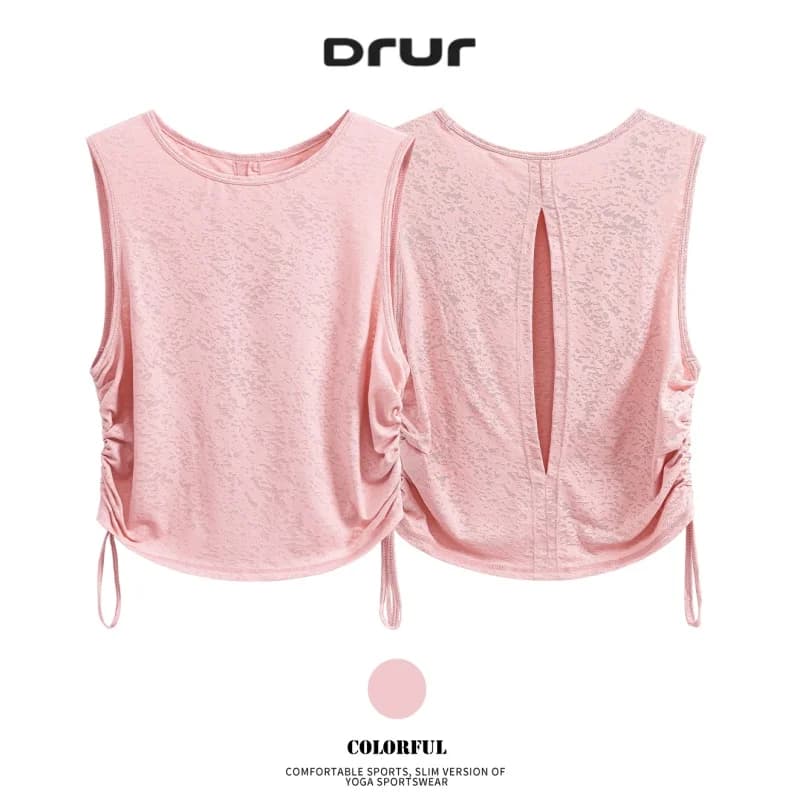DRUR Donna Estate Yoga Top Leggero Racerback Camicie da allenamento Allentato senza maniche Fitness Atletico Pullover Beach Sports Tee Nuovo