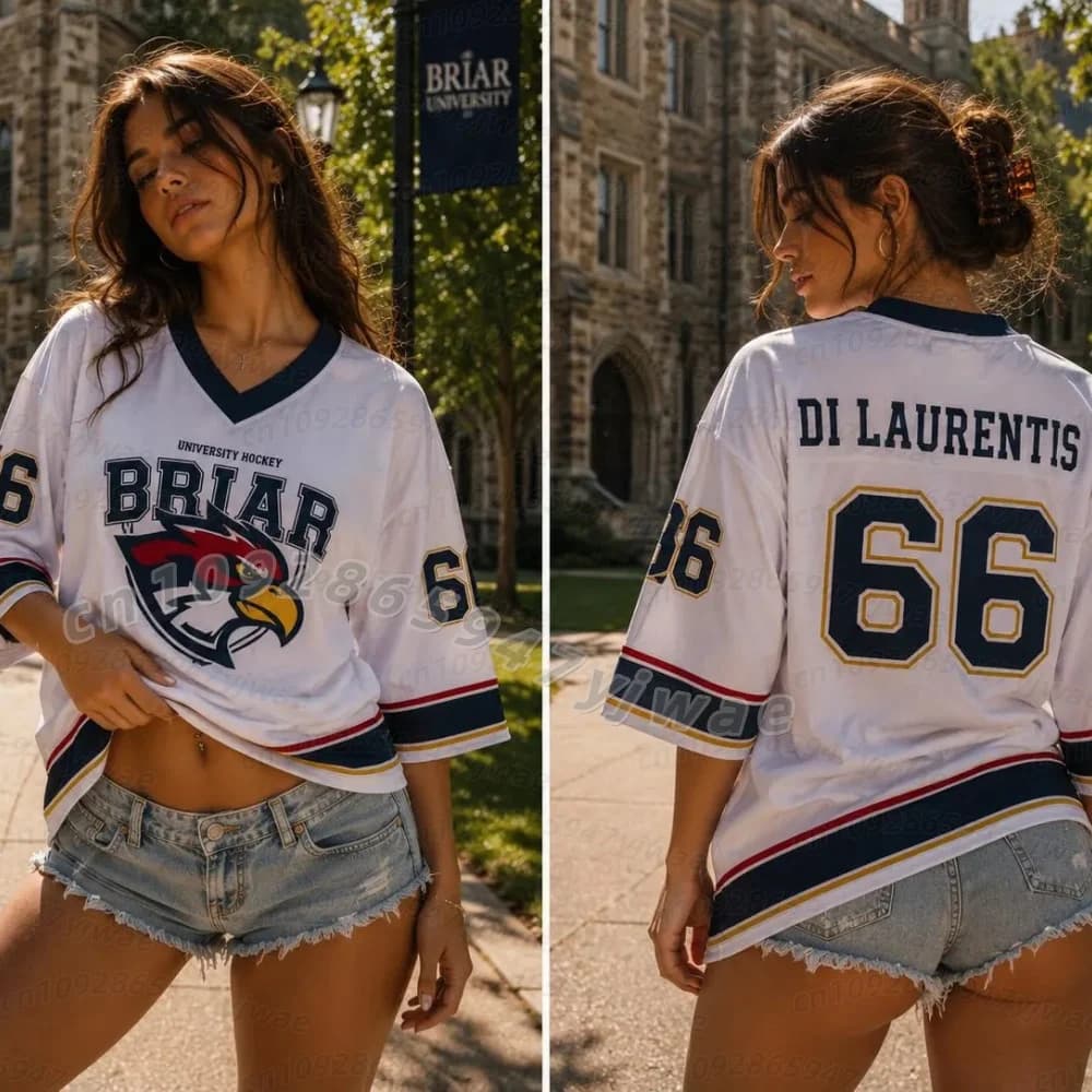 Women Off Campus Briar University Jersey Graham 44 University Hockey Jersey T-shirt V-neck Short Sleeve Men Tees 3D Print