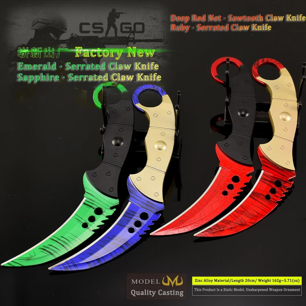 20 CENTIMETRI GO Gioco Prospera Karambit A dente di sega artiglio coltello Doppler pelle Melee Arma Modello Spade Katana Accessori Ornamenti Regali