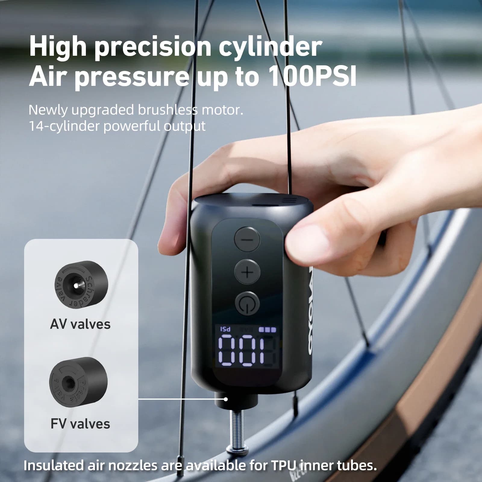 CYCLAMI A5S MINI Pompa di Aria Elettrica Strada MTB Portatile Veloce Ricaricabile Compressore Gonfiatore per Pneumatici 100 PSI Con schermo