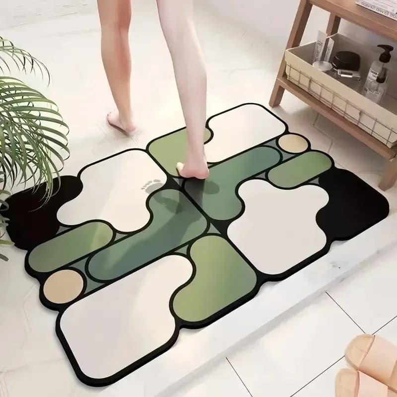 Tappetino da Bagno VIKAMA in Diatomite Irregolare, Asciugatura Rapida, Antiscivolo, Assorbente, Tappeto per Doccia, Tappetino per Pavimento del Bagno, Decorazione per la Casa