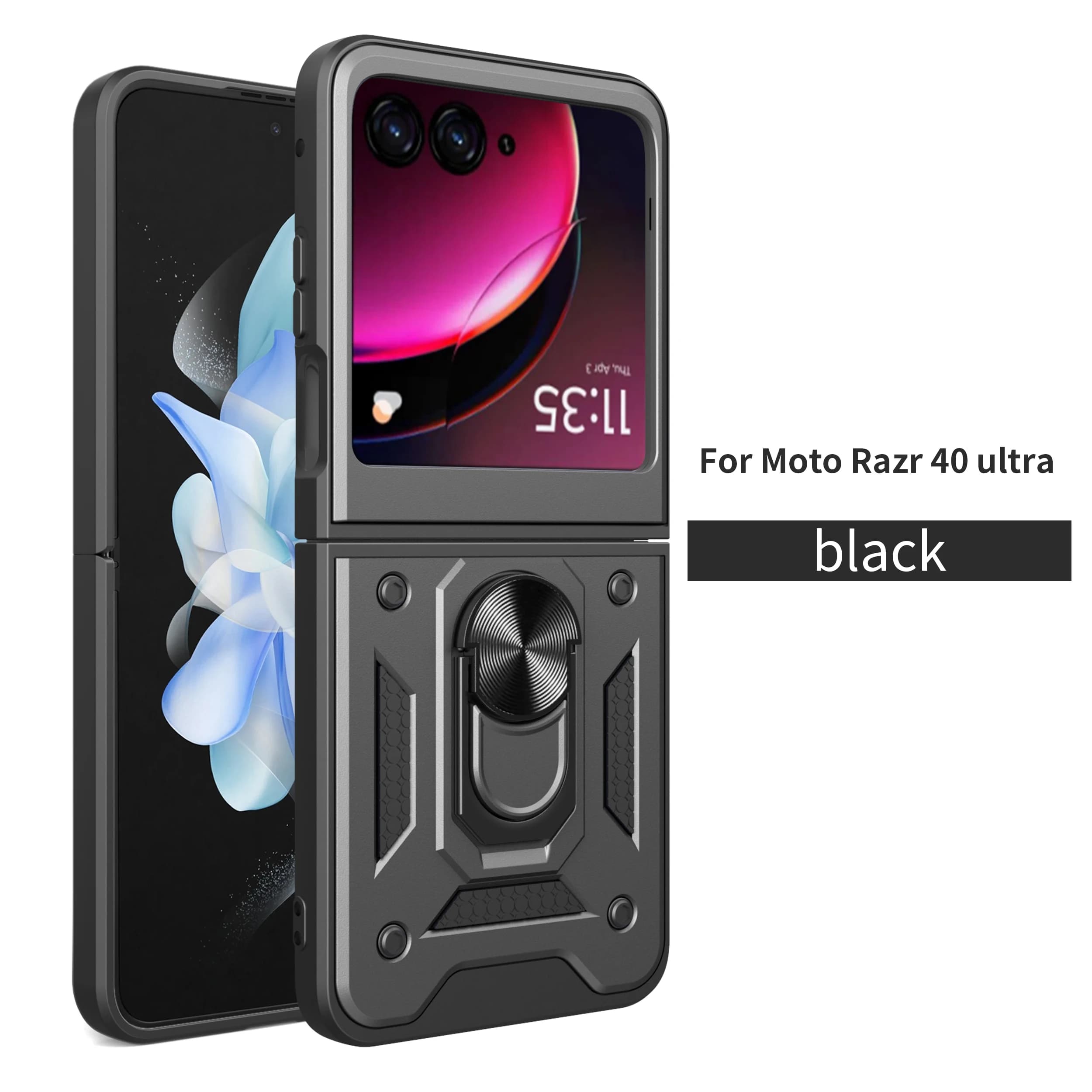 Motorola Razr 40 Ultra Case, Moto Razr 40 Ultra Cover with Magnetic Ring, Protective Armor Case with Camera Protection