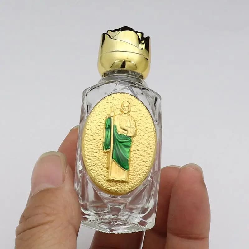 Unique Glass Holy Water Bottles Enamel Colorful Christian Virgin Sculpture Bottle Religious Holy Water Vessels Religious Decor