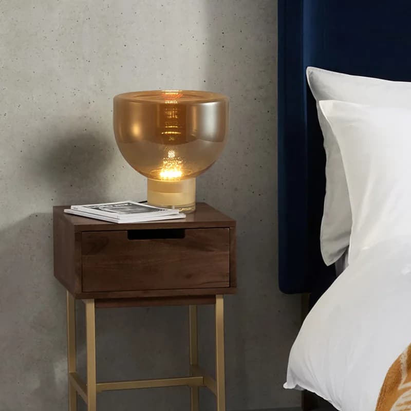 Nordico, creativo, comodino, lampada da scrivania, soggiorno, imbuto, vetro, cristallo, lampada da scrivania