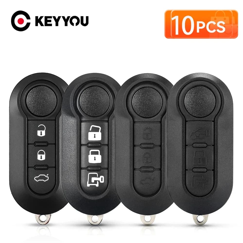 KEYYOU 10PCS Per Fiat 500 Panda Punto Bravo 3 Bottoni Normale Flip Chiave A Distanza Dell'automobile Borsette Custodia Vuota Keyless SIP22 Lama caso
