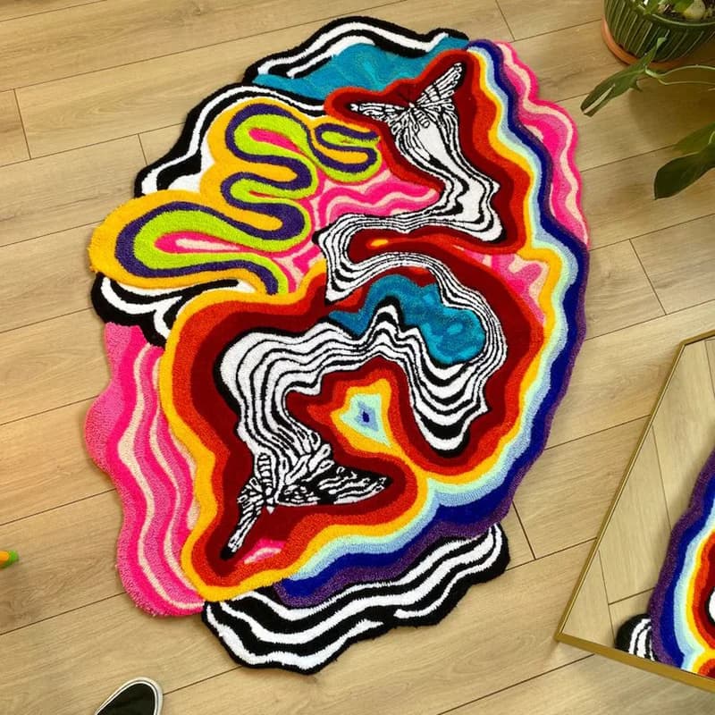 VIKAMA Luxury Creative Special-Shaped Carpet Non-Slip Water Absorbent Rug for Living Room Bedroom Home Decor