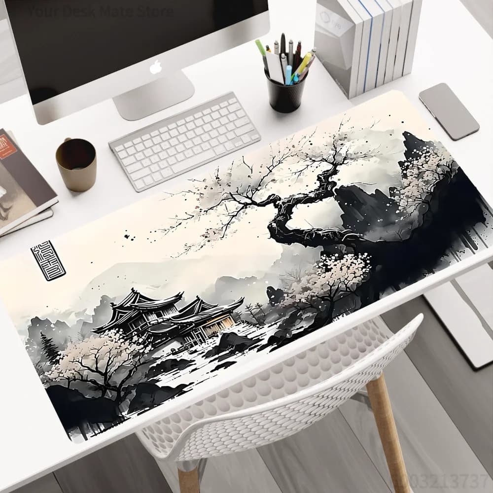 Tappetino per mouse con paesaggio sakura, accessori da scrivania, tappetino per giocatori, tappetino per tastiera 1000X500x3MM, tappetino da scrivania, tappeto da ufficio, tappetini per mouse da gioco