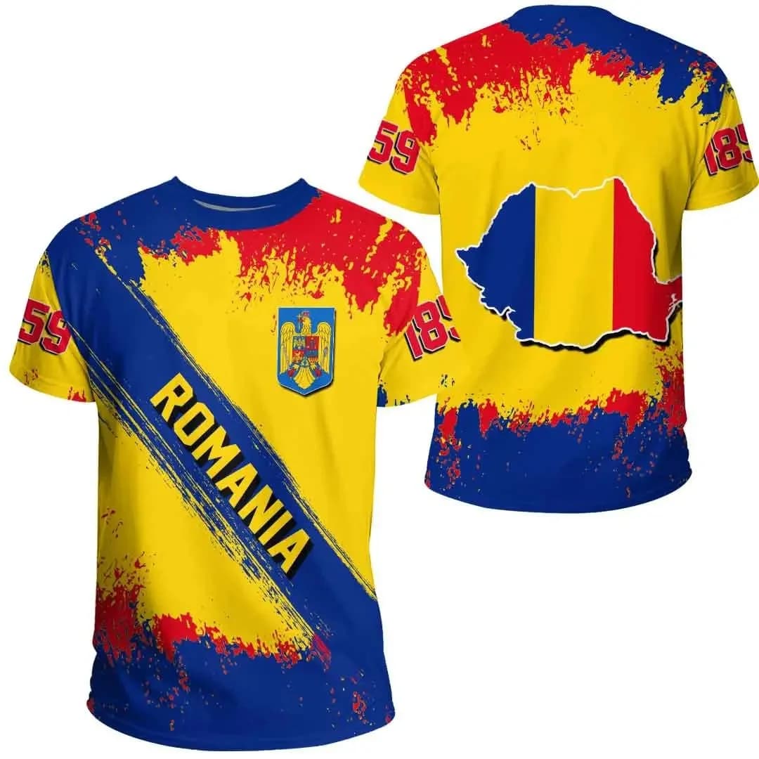Romania maglia da calcio bandiera romena magliette grafiche per uomo palestra magliette sportive 3D Soccer Club Team T-shirt abbigliamento donna