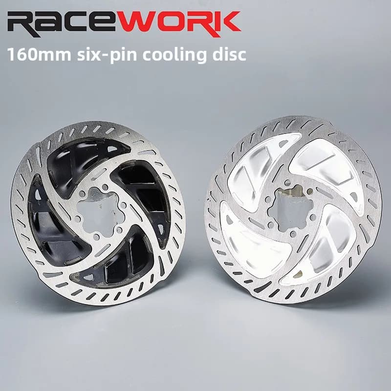 Nuovo disco di dissipazione del calore a sei fori per mountain bike, disco freno a olio per bicicletta, pastiglie freno da 160 mm resistenti all'usura, accessori per biciclette