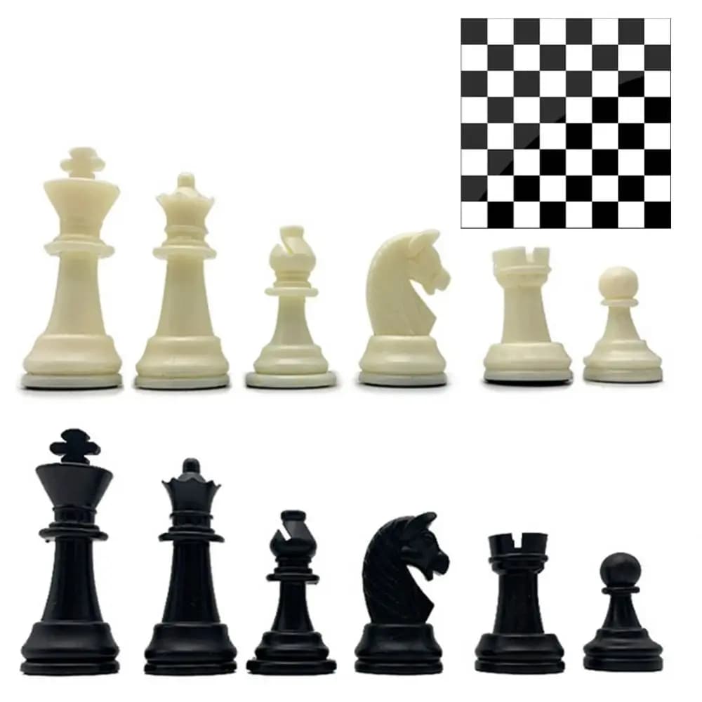 Set di Scacchi Internazionali in Bianco e Nero da 32 Pezzi, Set di Scacchi Standard in Plastica, Gioco di Scacchi per Migliorare l'Intelligenza, Gioco Genitore-Figlio