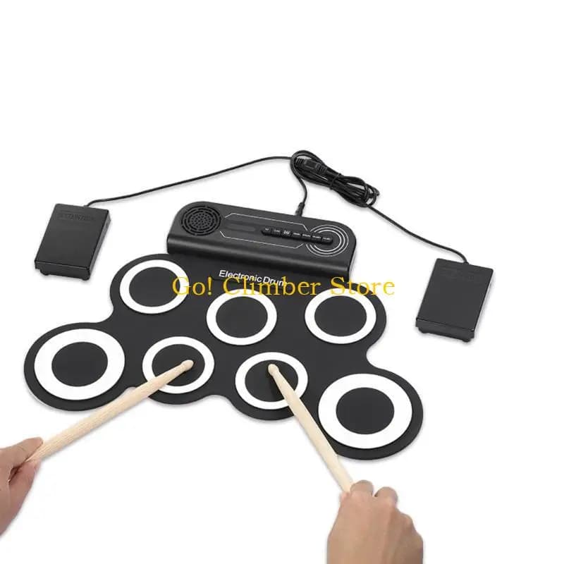 Q84C Tamburo a mano ricaricabile per batteria elettronica portatile Tappetino per esercitazione in silicone
