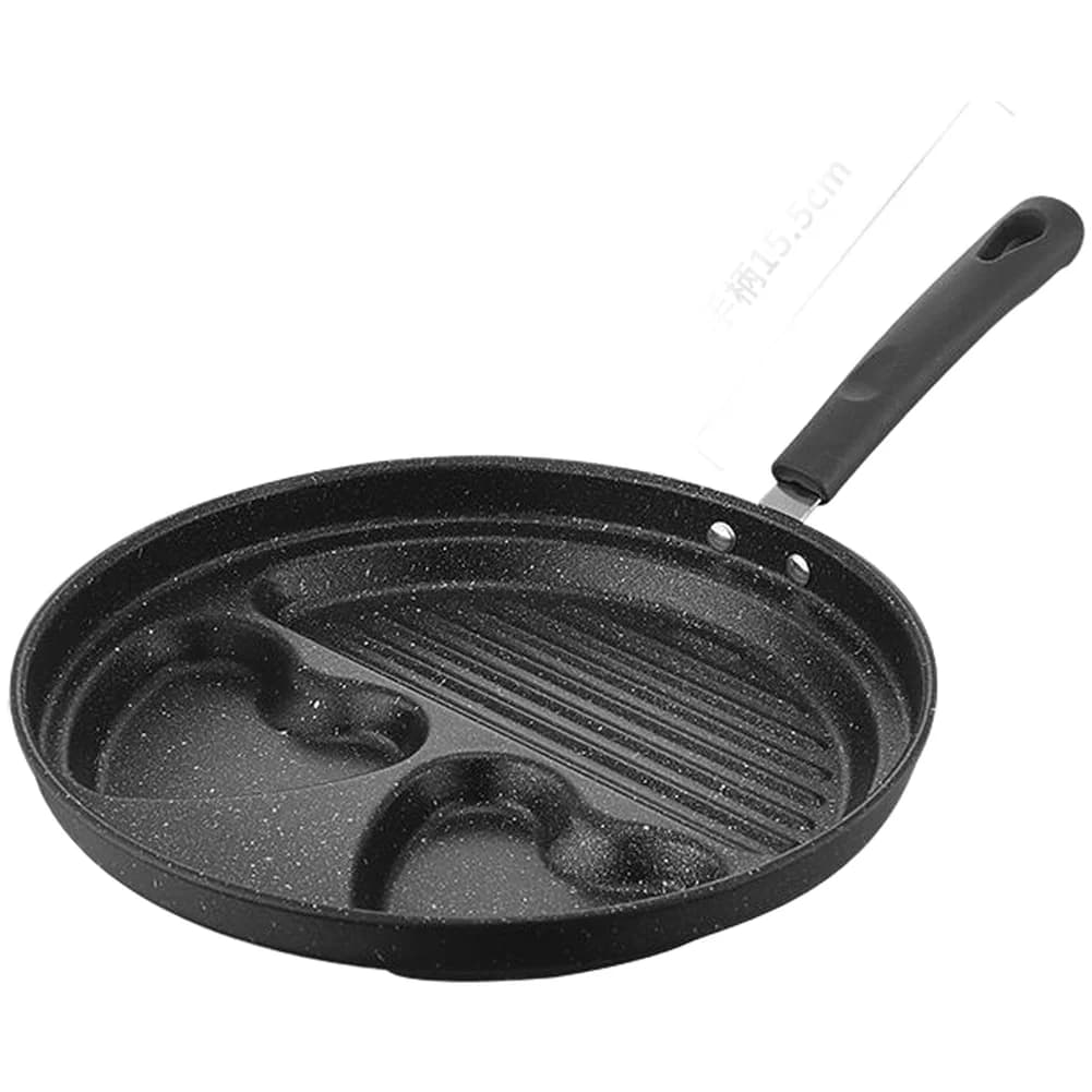 Padella in ferro pronta per il fornello, ideale per colazioni e pasti quotidiani, perfetta per uova, pancake e hamburger.