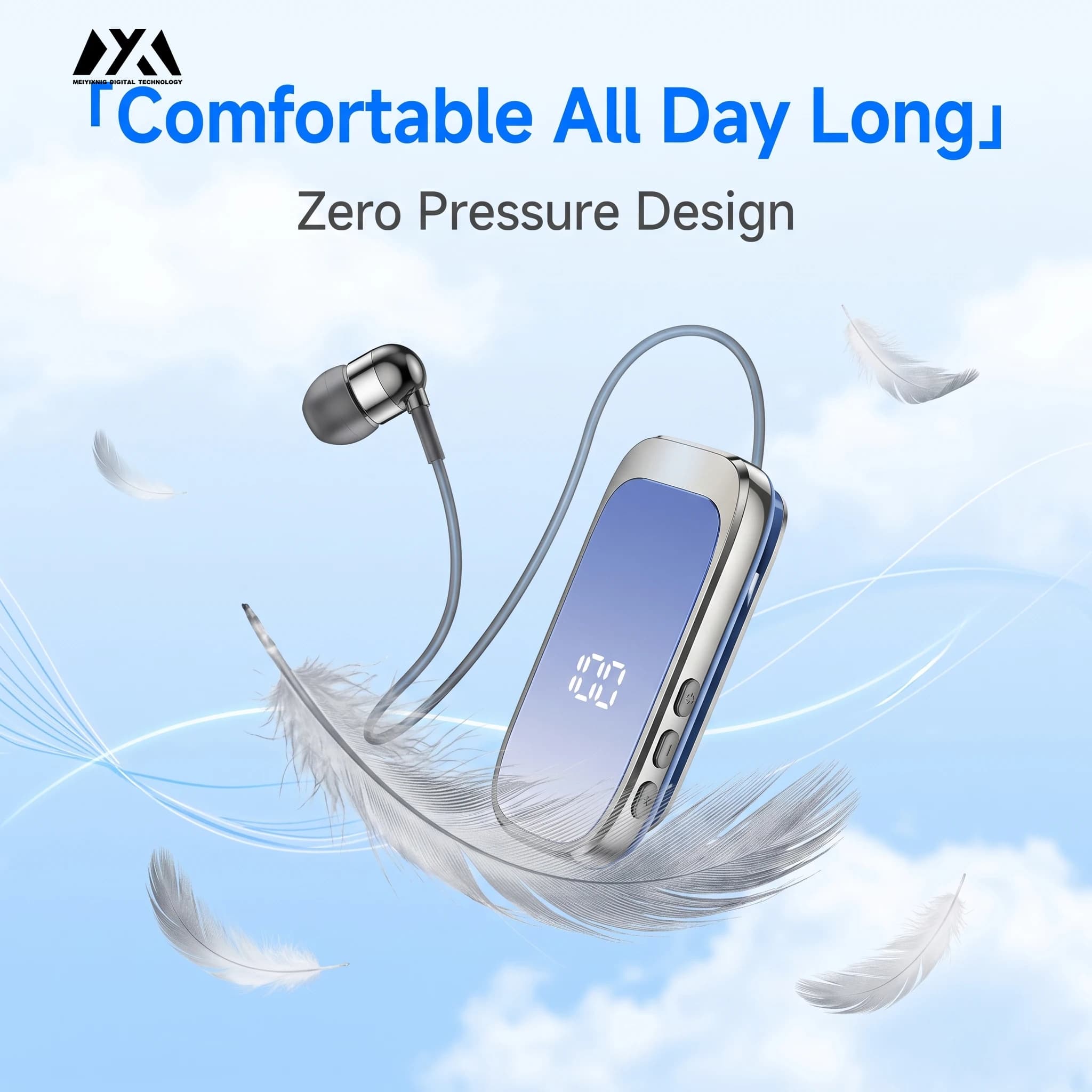 K20 Clip On Retractable Bluetooth Earphone Single Side Wireless Headset Long Battery Life Handsfree Headphones Car Sport Gaming
