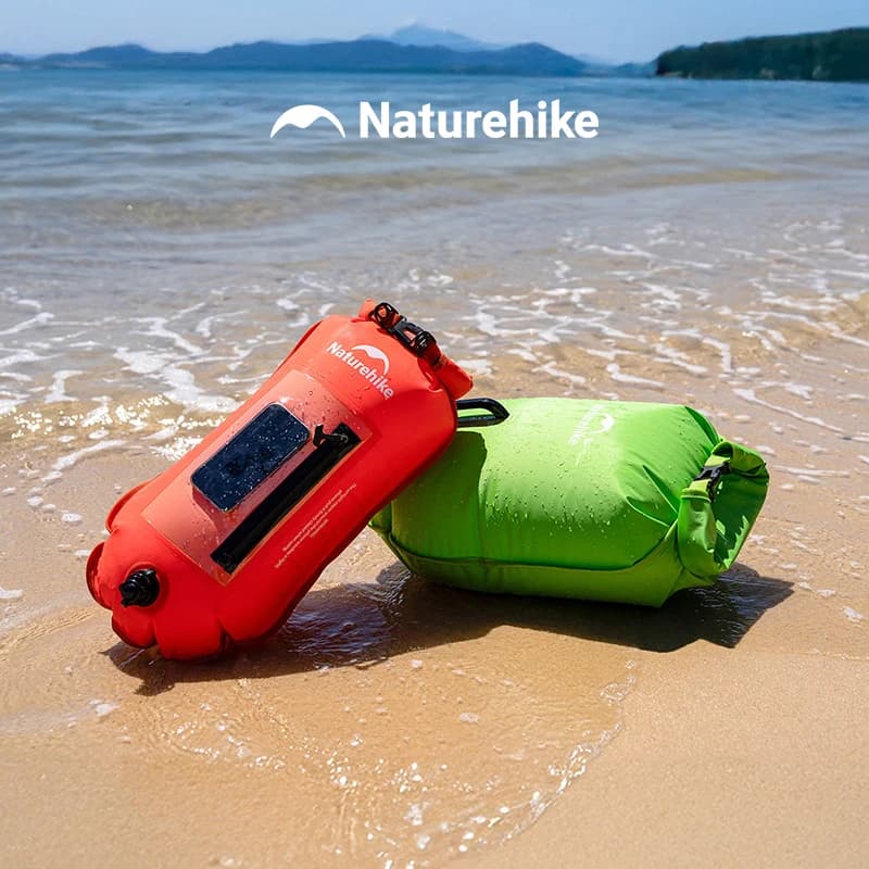 Naturehike 2026 Upgraded Inflatable Open Swimming Buoy Tow Float Dry Bag Double Air Bag Swimming Beach Water Sports Dry Bag