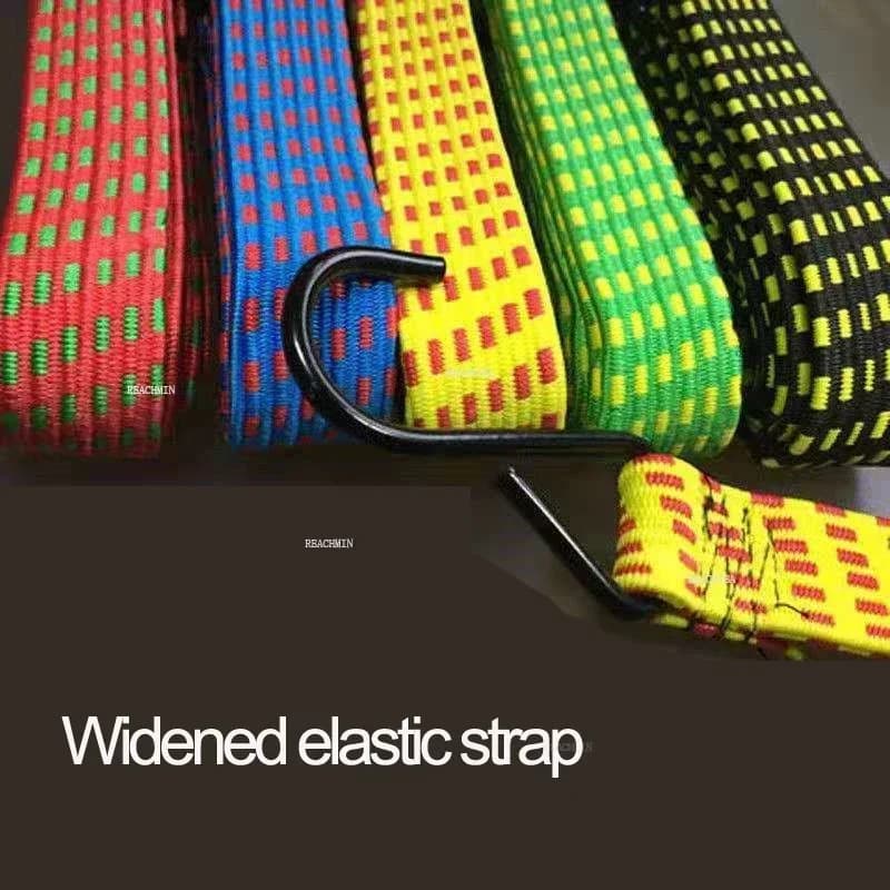 Flat High Elastic Strap For Goods Binding Rope With Hook Tied Cargo Elasticity Luggage Bands Bungee Cord Width WORLDKPI