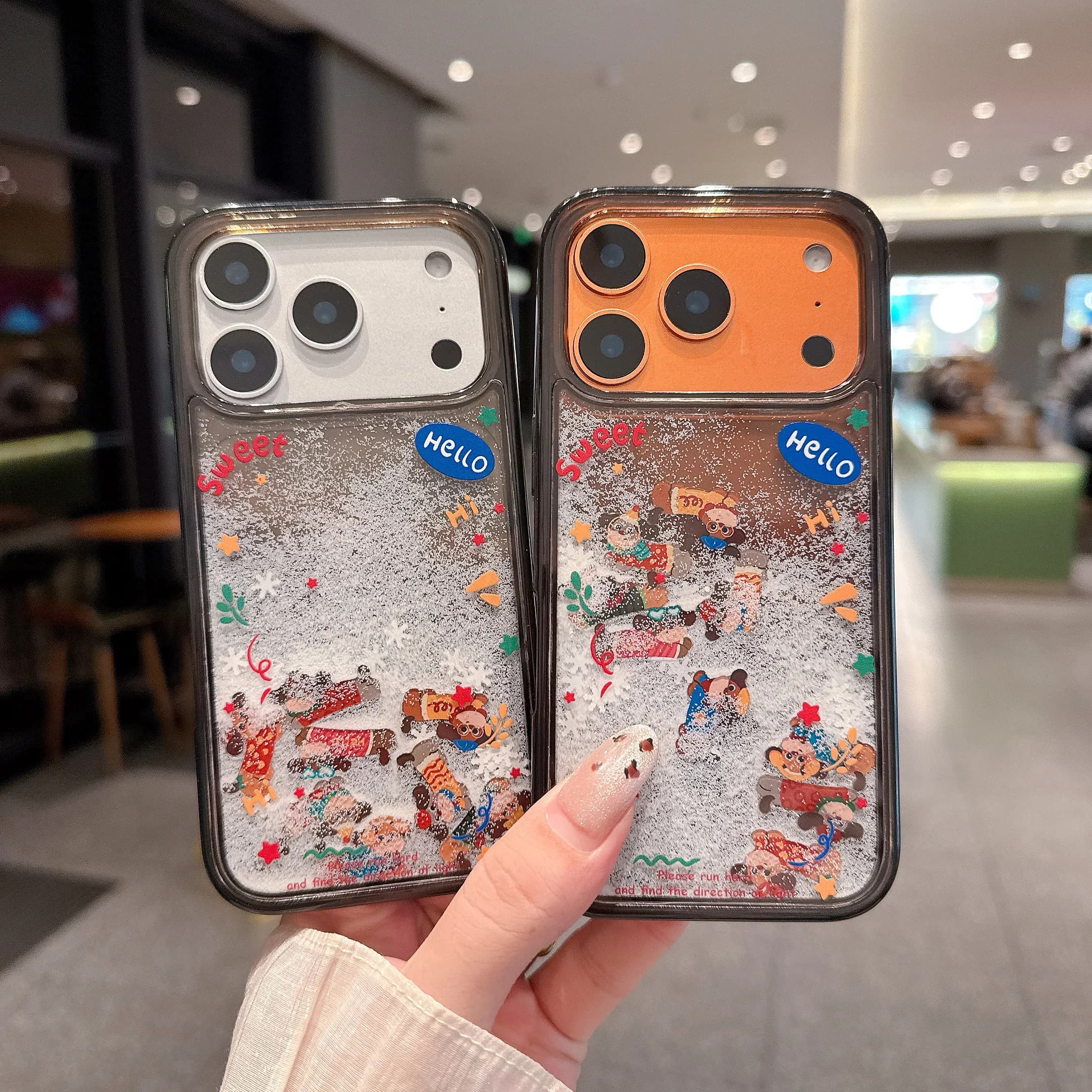Christmas Dachshund Quicksand Case for IPhone 17 16 15 Pro Max 13 14 Moving Sand Phone Funda Hard Dynamic Liquid Shell Coque