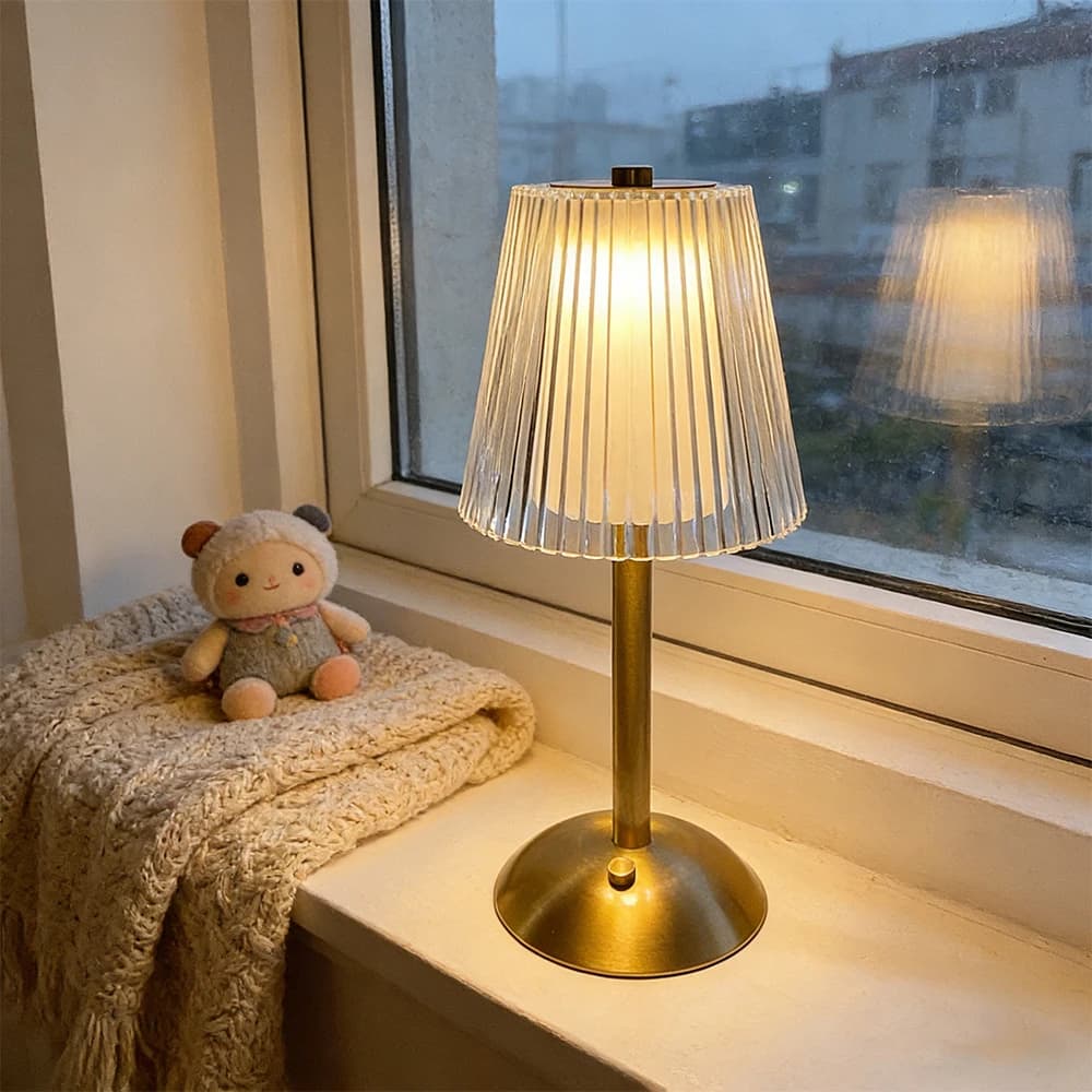 Rechargeable LED Table Lamp with Touch Sensor, Dimmable Nordic Night Light, Modern Stand Lamp for Bedroom Hotel Bar Restaurant