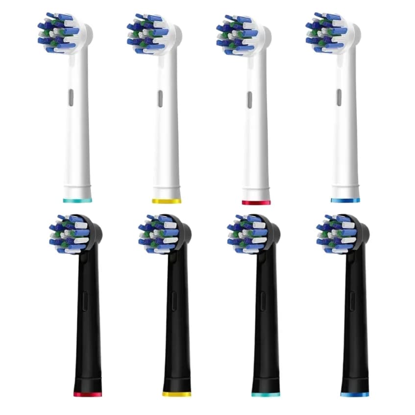 4/8/12/16 pieces heads for electric toothbrush nozzles spare heads for deep oral cleaning B Cross Action white/black