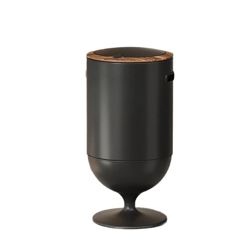 Living room trash can household bedroom kitchen bathroom smart sensor wine glass wood grain black