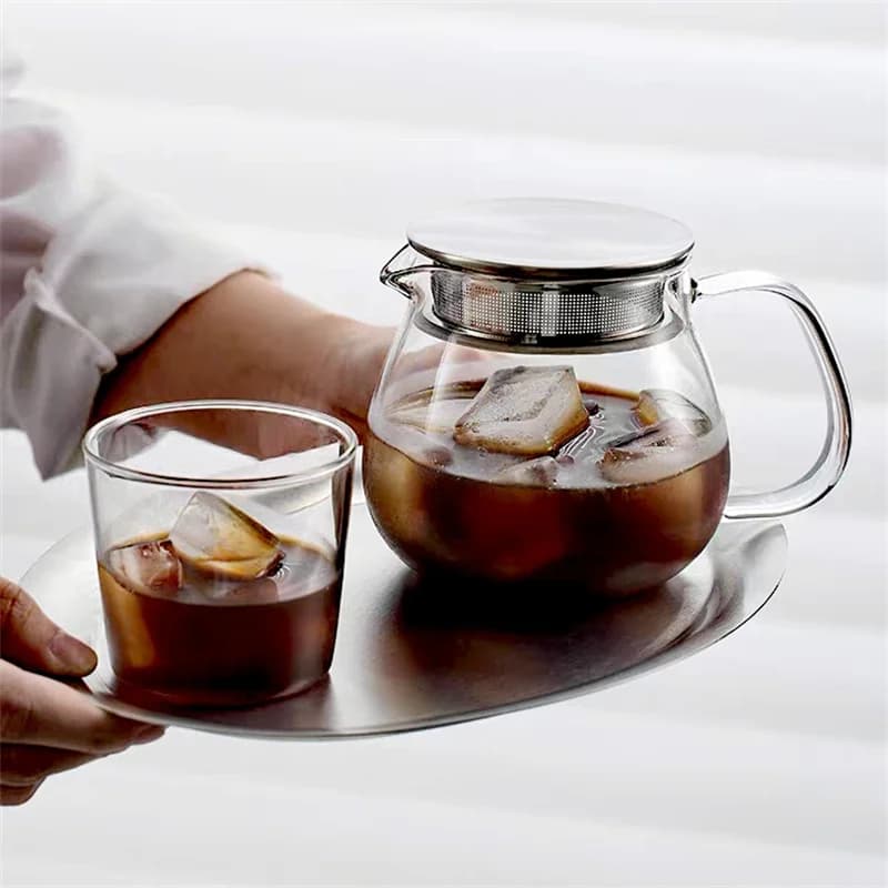 Japanese Stovetop Safe Clear Glass Teapot with Filter Lid Replacement Jug Infuser Maker Iced Green Tea Scented Pot Coffee Kettle