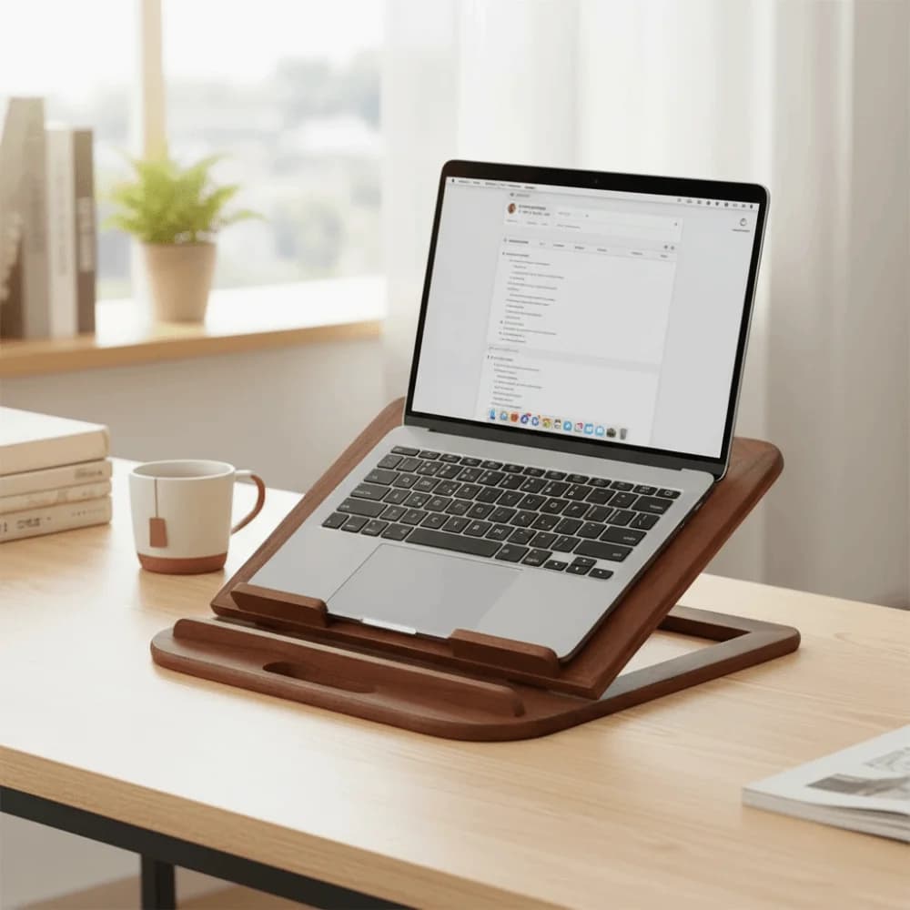 Supporto per Lettura Regolabile in Legno, Design Pieghevole con Fessure di Ventilazione, Supporto per Notebook con Dissipazione del Calore, Stand per Laptop