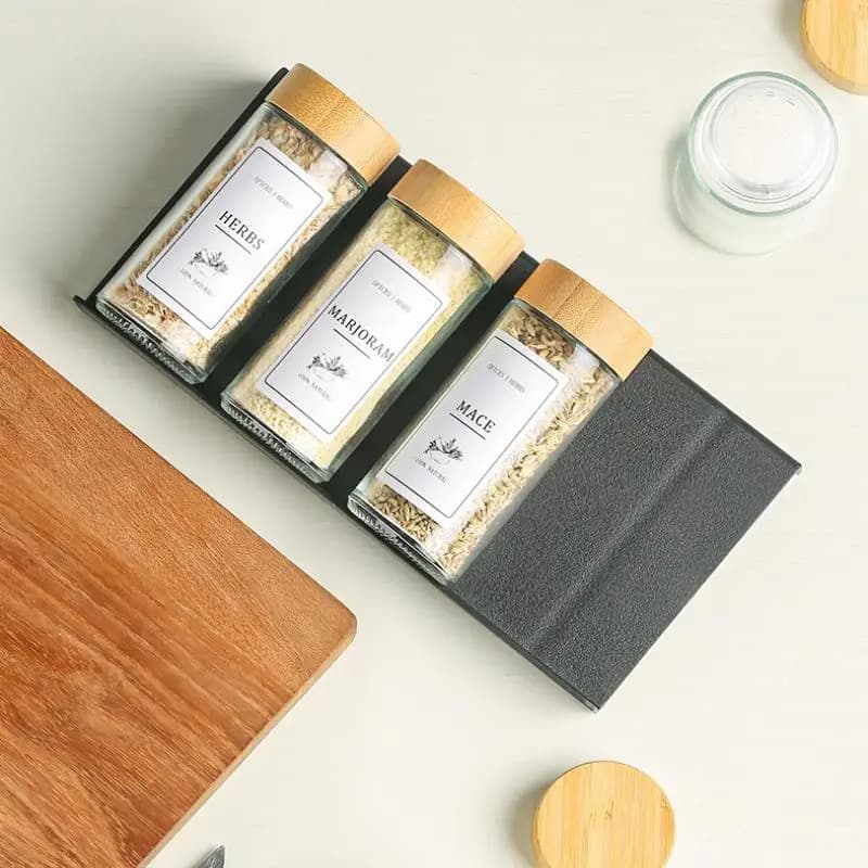Organizzatore Regolabile per Barattoli di Spezie e Bottiglie di Condimenti - Contenitore per Cassetti e Dispensa della Cucina - Set da 2/4/8 Pezzi