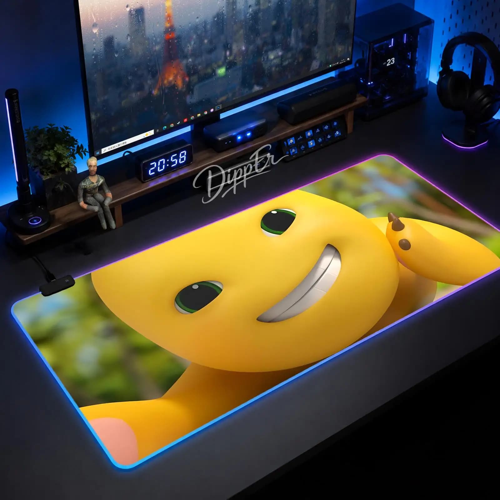 A-Nailong Mouse Pad Large Size LED Glowing Table Pad XXL Gaming Non-slip Rubber Mat With Backlight