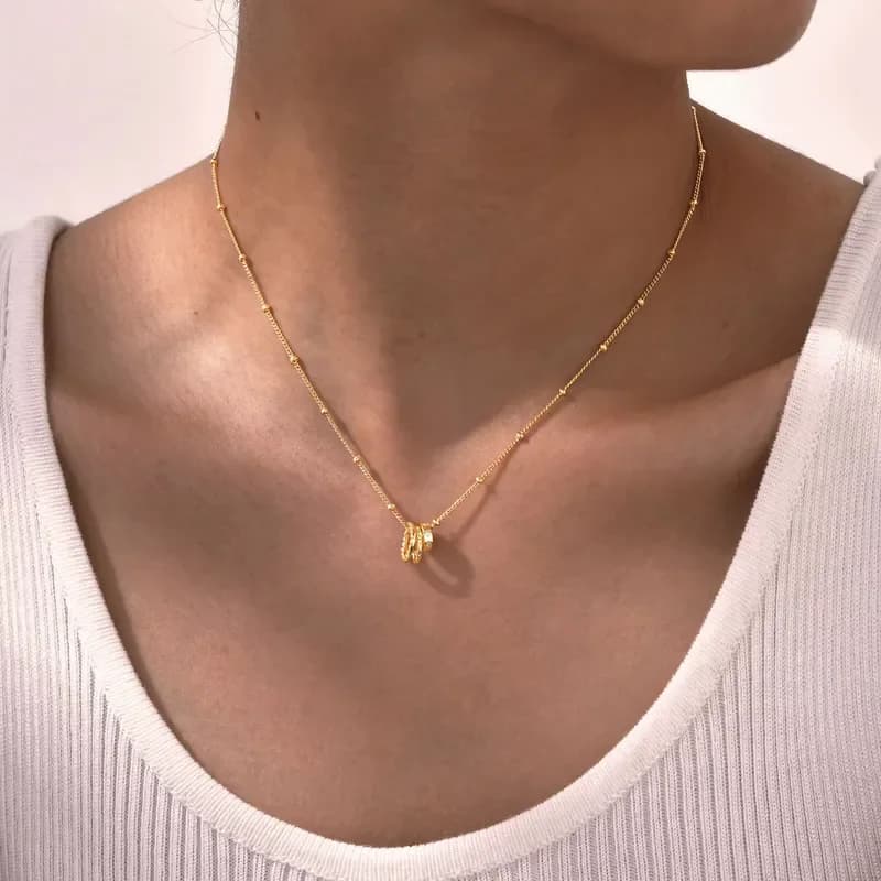 Stainless Steel jewelry Small Circles Rings Pendant Beads Chain Chokers Necklaces For Women mom Girlfriend Valentine's day